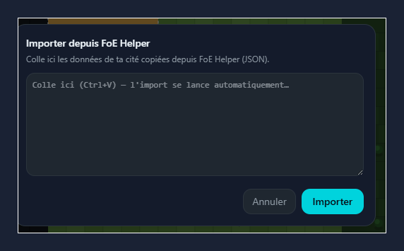 Coller avec Ctrl+V pour importer